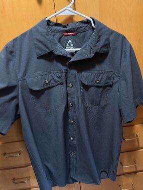 Gerry Weber Short-Sleeve Button-Down Shirt in Dark Blue-Grey